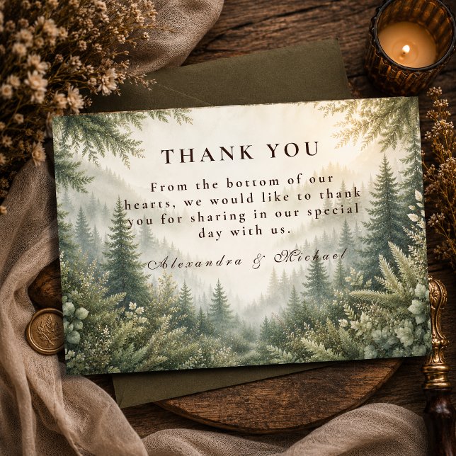 Tarjeta De Agradecimiento Boda Rústica en el Bosque (Subido por el creador)