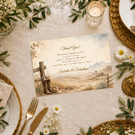 Tarjeta De Agradecimiento Boda Rústica en el Desierto Occidental