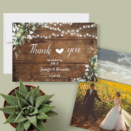 Tarjeta De Agradecimiento Boda rústica en el patio trasero