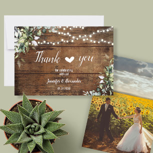 Tarjeta De Agradecimiento Boda rústica en el patio trasero