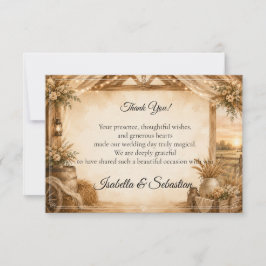 Tarjeta De Agradecimiento Boda rústica en granero