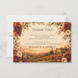 Tarjeta De Agradecimiento Boda Rústica en Toscana | Viñedo de Otoño