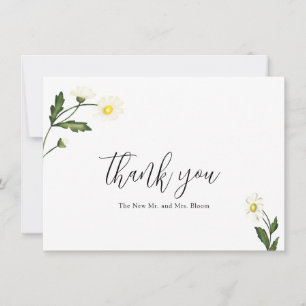 Tarjeta De Agradecimiento Boda Rústica Floral de Margarita Blanca