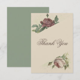 Tarjeta De Agradecimiento Boda Rústica Floral Moderna Burgundy Marsala Dorad
