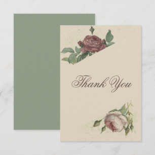 Tarjeta De Agradecimiento Boda Rústica Floral Moderna Burgundy Marsala Dorad
