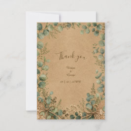 Tarjeta De Agradecimiento Boda rústica kraft eucalipto encaje 