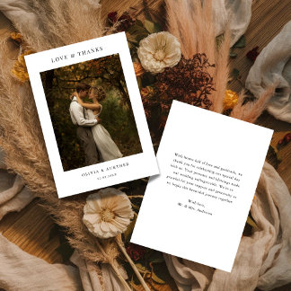 Tarjeta De Agradecimiento Boda Rústica Moderna Boho Presupuesto Foto Amor y