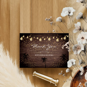 Tarjeta De Agradecimiento Boda Rústica País Palma Grano de Madera