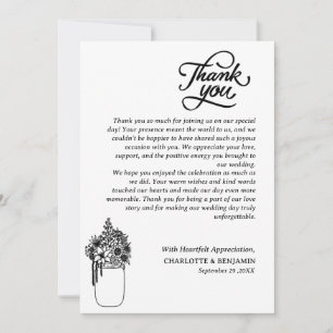 Tarjeta De Agradecimiento Boda Rústica Personalizada