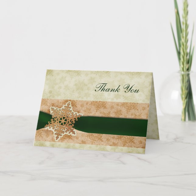 Tarjeta De Agradecimiento boda rústica verde de invierno Gracias (Anverso)