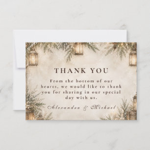 Tarjeta De Agradecimiento Boda Rústica y Elegante de Invierno