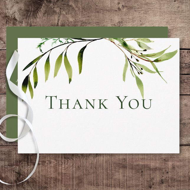 Tarjeta De Agradecimiento Boda rústico botánico de vegetación (Rustic Botanical Greenery Bough Wedding Thank You Card)
