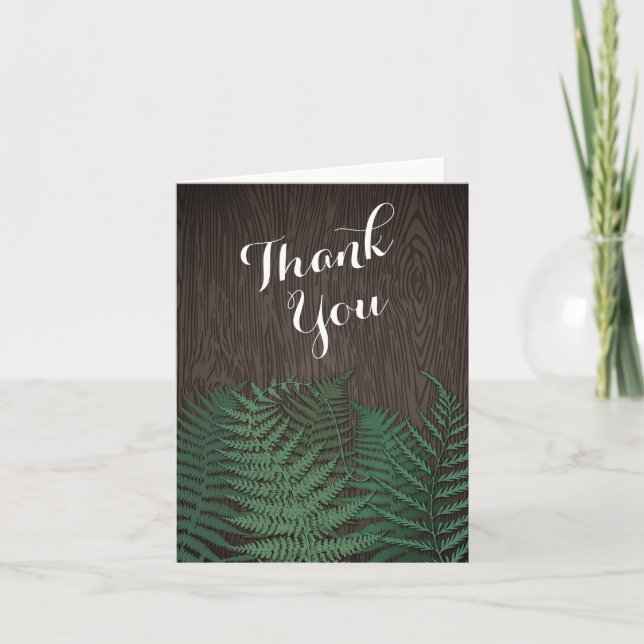 Tarjeta De Agradecimiento Boda Rústico Botánico Fern Gracias Cartas (Anverso)