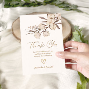 Tarjeta De Agradecimiento Boda Rústico de Algodón Floral