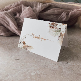 Tarjeta De Agradecimiento Boda Rústico De Boho Elegante Floral Doble