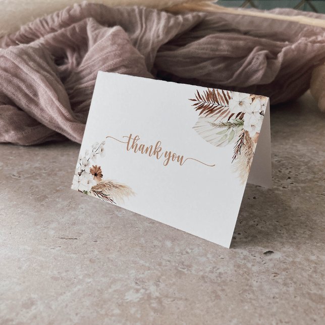 Tarjeta De Agradecimiento Boda Rústico De Boho Elegante Floral Doble (Subido por el creador)