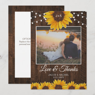 Tarjeta De Agradecimiento Boda Rústico de girasoles y cadenas