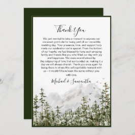 Tarjeta De Agradecimiento Boda Rústico de la Selva de Montaña de Acuarela