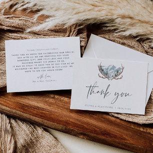 Tarjeta De Agradecimiento Boda Rústico de las Montañas Antlers