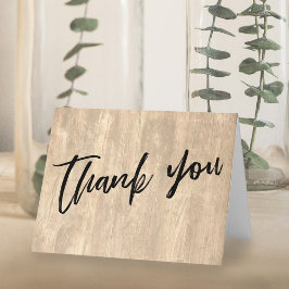 Tarjeta De Agradecimiento Boda Rústico de Madera y Escritura a Mano Casual
