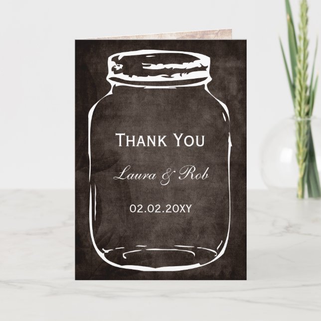 Tarjeta De Agradecimiento boda rústico de mason jar gracias (Anverso)