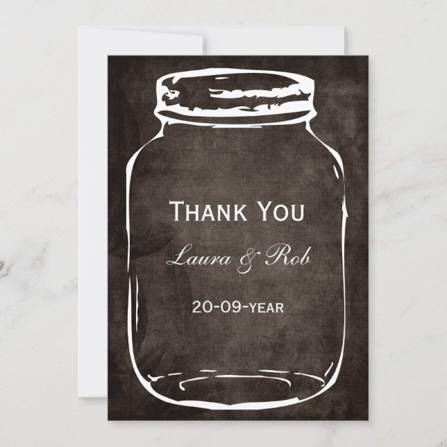 Tarjeta De Agradecimiento boda rústico de mason jar gracias (Anverso)