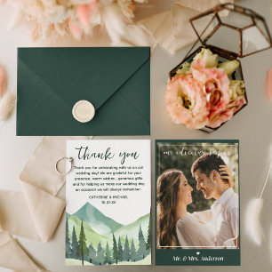 Tarjeta De Agradecimiento Boda Rústico de Pine de Emerald Greenery