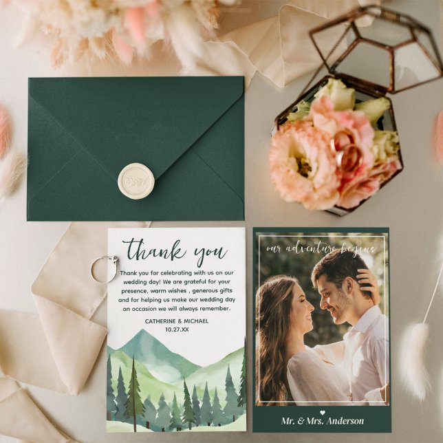 Tarjeta De Agradecimiento Boda Rústico de Pine de Emerald Greenery (Subido por el creador)