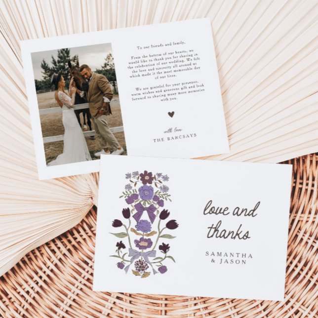 Tarjeta De Agradecimiento Boda Rústico Lilac Bow & Blossom (Subido por el creador)