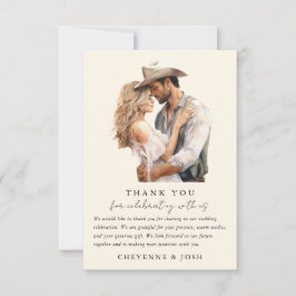 Tarjeta De Agradecimiento Boda Rústico Occidental Moderno. Gracias.
