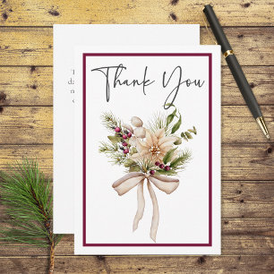 Tarjeta De Agradecimiento Boda Rústico Pine Winter Bouquet