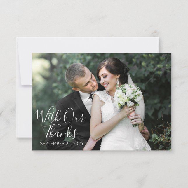 Tarjeta De Agradecimiento Boda Rústico Sur de Algodón y Madera Gracias (Anverso)