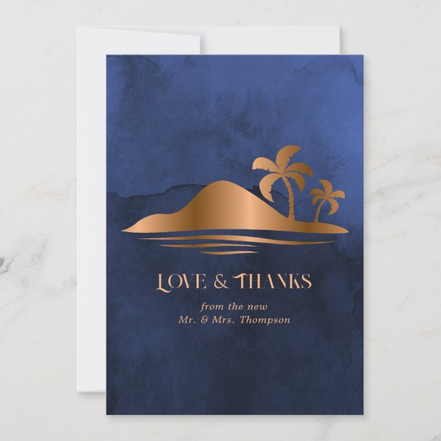 Tarjeta De Agradecimiento Boda Rústico Tropical Mystic Island (Anverso)