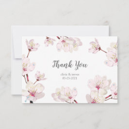 Tarjeta De Agradecimiento Boda Sakura japonés con flores de cerezo rosado