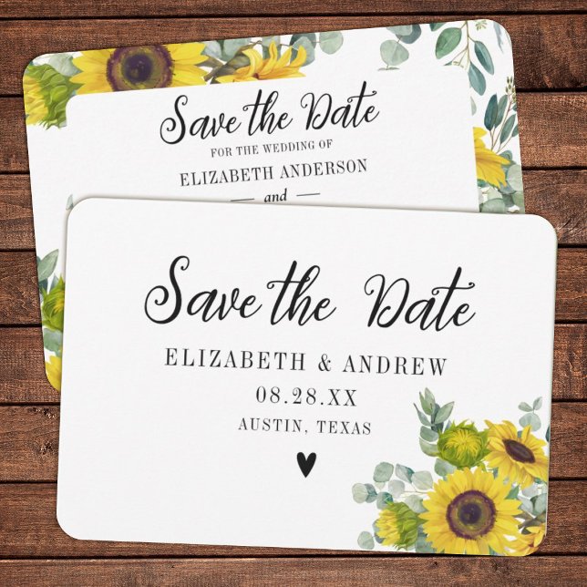 Tarjeta De Agradecimiento Boda salva la fecha floral girasol (Send your guests these beautiful watercolor sunflower save the date cards for your upcoming wedding)