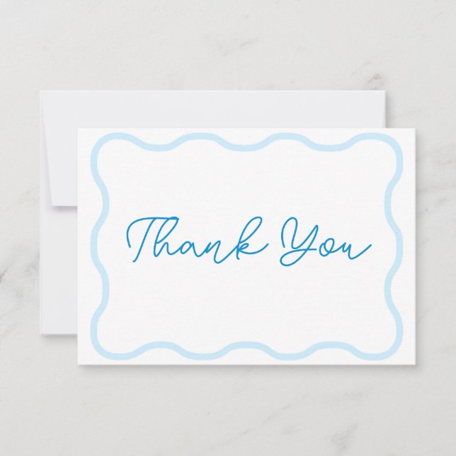 Tarjeta De Agradecimiento Boda Sapphire Wavy Retro (Anverso)