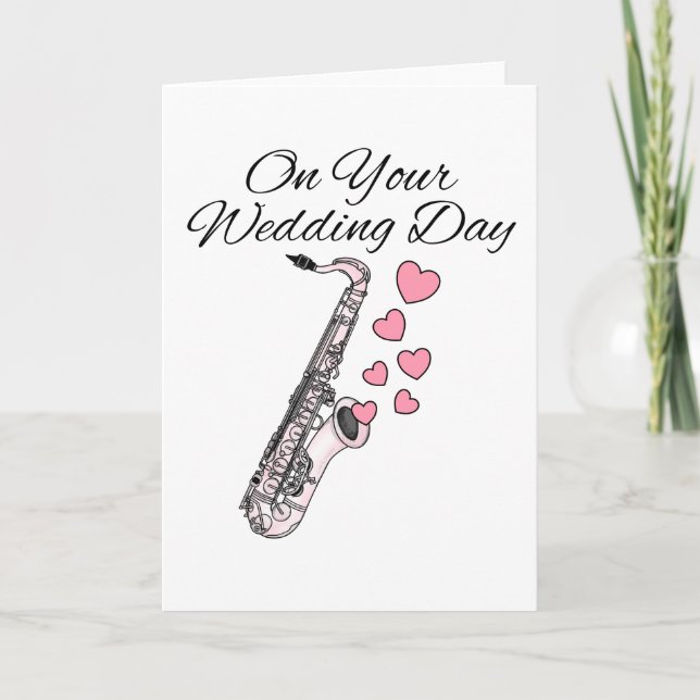 Tarjeta De Agradecimiento Boda saxofón Sax Player Jazz Músico (Anverso)