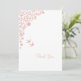 Tarjeta De Agradecimiento Boda Secret Garden Rubor Floral Lovebirds