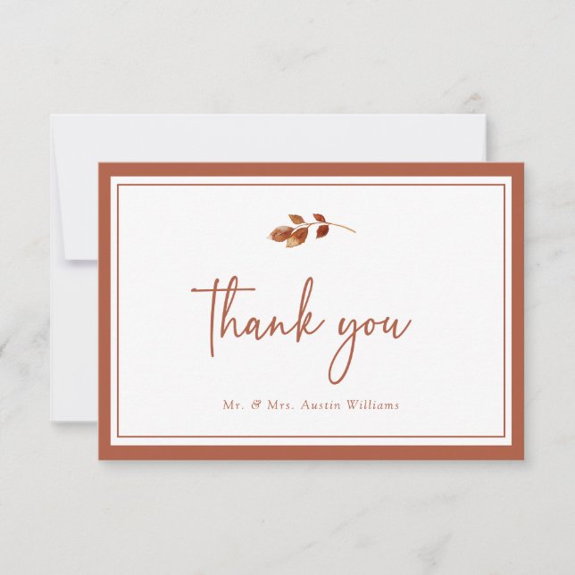 Tarjeta De Agradecimiento Boda Sencilla de Otoño (Anverso)