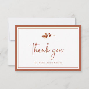 Tarjeta De Agradecimiento Boda Sencilla de Otoño