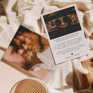 Tarjeta De Agradecimiento Boda sencillo con guión corto para el corazón mode