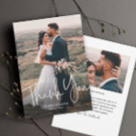 Tarjeta De Agradecimiento Boda sencillo de escritura moderna<br><div class="desc">Tarjeta de agradecimiento por Boda simple de escritura moderna con tipo de letra manuscrita foto retrato de sangre completa en la parte delantera con nombre y detalles bodas. La parte trasera tiene una segunda foto con un mensaje de agradecimiento de los recién casados. Haga clic en el botón de edición...</div>