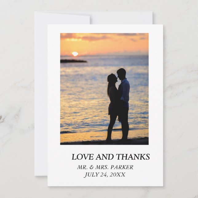 Tarjeta De Agradecimiento Boda Sencillo texto e imagen elegante (Anverso)