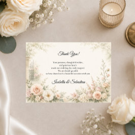 Tarjeta De Agradecimiento Boda Serenidad de Jardín con Toque Romántico
