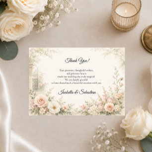 Tarjeta De Agradecimiento Boda Serenidad de Jardín con Toque Romántico