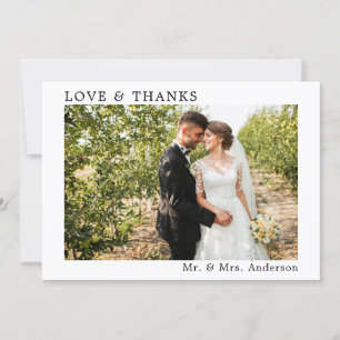 Tarjeta De Agradecimiento Boda simple amor Minimalista y gracias a la modern