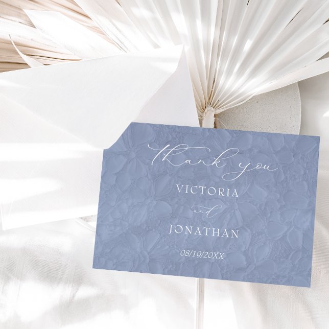 Tarjeta De Agradecimiento Boda Simple Azul Polvoriento (Subido por el creador)