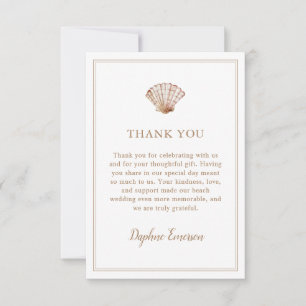Tarjeta De Agradecimiento Boda Simple Clásica de Conchas de Mar en la Playa