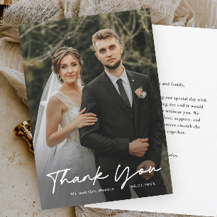 Tarjeta De Agradecimiento Boda Simple con Letra Manuscrita Foto