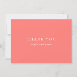 Tarjeta De Agradecimiento Boda Simple Coral Vibrante y Moderno